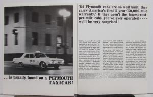 1964 Plymouth Taxicabs Diagrams Standard Specs Sales Brochure