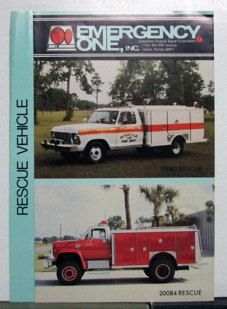 1969 Emergency One Inc 20084 Rescue Vehicle Sales Tri-Folder