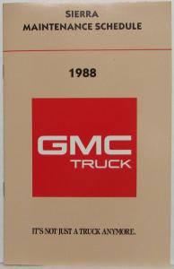 1988 GMC Truck Sierra Maintenance Schedule Booklet