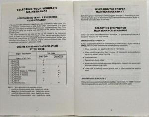 1989 GMC Light Duty Truck Maintenance Schedule Booklet