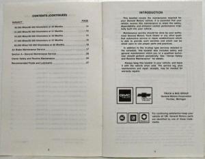 1989 GMC Medium Duty Truck Maintenance Schedule Booklet