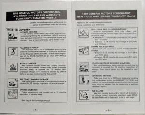 1989 GMC Forward Truck Models Warranty and Owner Assistance Information