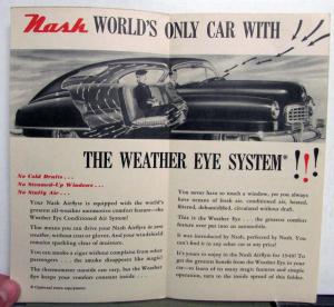 1940-1949 Nash Weather Eye Conditioned Air System Diagram Specs Sales Brochure