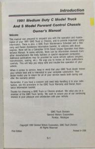 1991 GMC TopKick Medium Duty Truck and S Model Forward Control Owners Manual