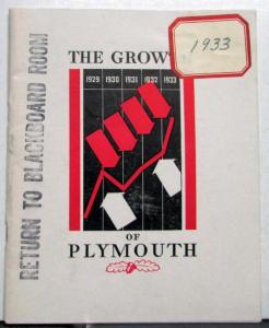 1933 Plymouth The Growth Of Plymouth History Booklet