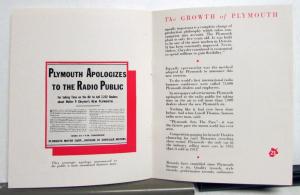 1933 Plymouth The Growth Of Plymouth History Booklet