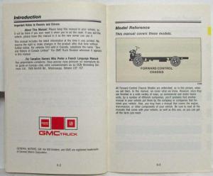 1991 GMC Truck Forward Control Chassis Owners Manual