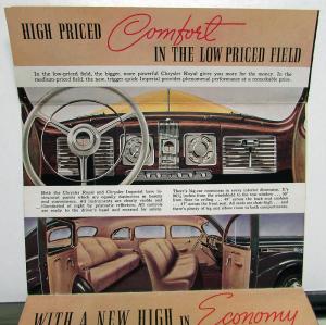 1938 Chrysler Royal Imperial Original Color Sales Brochure Folder