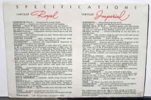 1938 Chrysler Royal Imperial Original Color Sales Brochure Folder