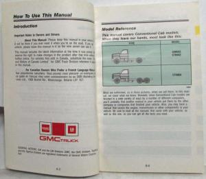 1992 GMC TopKick Medium Duty Truck Owners Manual