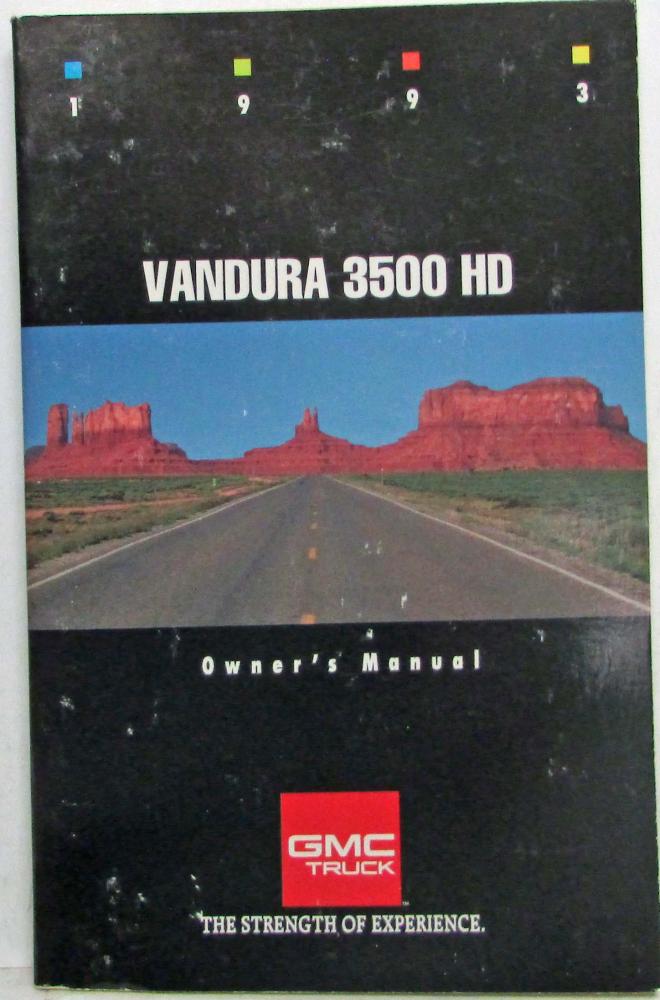 1993 GMC Truck Vandura 3500 HD Van Owners Manual