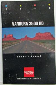 1993 GMC Truck Vandura 3500 HD Van Owners Manual