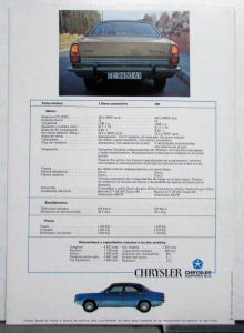 1975 Chrysler El Gran Cambio Features Options Sales Brochure SPANISH TEXT