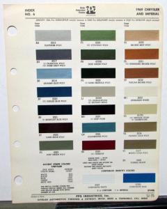 1969 Chrysler Imperial Paint Chips Leaflet Ditzler PPG