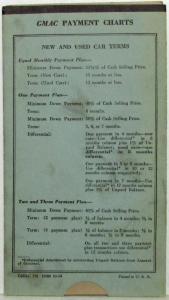 1935 GMAC Used Commercial Cars Payment Chart in Sleeve