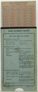 1935 GMAC Used Commercial Cars Payment Chart in Sleeve