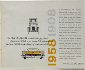 1958 GM 50th Anniversary Jubilee Full Line Cars Shareholders Overview Brochure