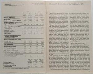 1977 General Motors GM Third Quarter Report for Stockholders