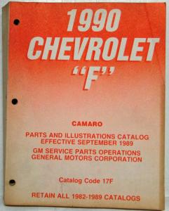 1990 Chevrolet Camaro Parts and Illustration Book - Rally Sport IROC-Z