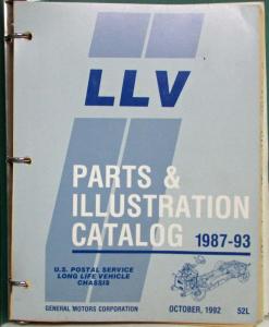 1987-1993 Grumman USPS LLV Vehicle Chassis Parts/Illustration Book/Price Sheet