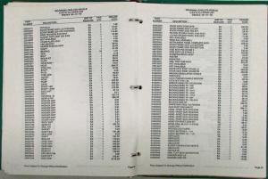 1987-1993 Grumman USPS LLV Vehicle Chassis Parts/Illustration Book/Price Sheet