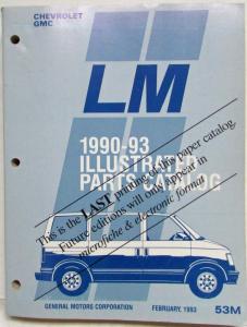 1990-1993 GMC Safari Chevrolet Astro LM Small Van Parts/Illustration Book