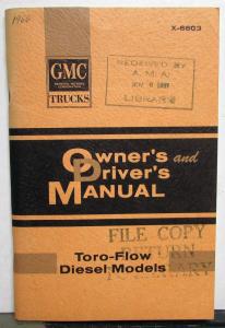 1966 GMC Toro-Flow Diesel Trucks Owners Manual Care & Op 3500-9500 Models