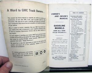 1972 GMC Truck Owners Manual Care & Op Instructions Gasoline Models 4500-9500