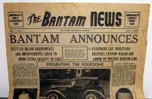 1938 The Bantam News Dealer News Information Corporate Paper July Vol 1 No 1