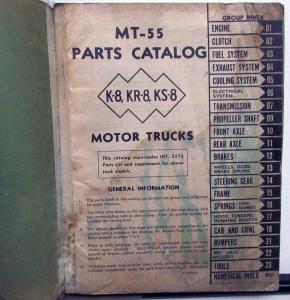 1941-1949 International Trucks IH Dealer Parts Catalog Book K8 KR8 KS8 MT-55