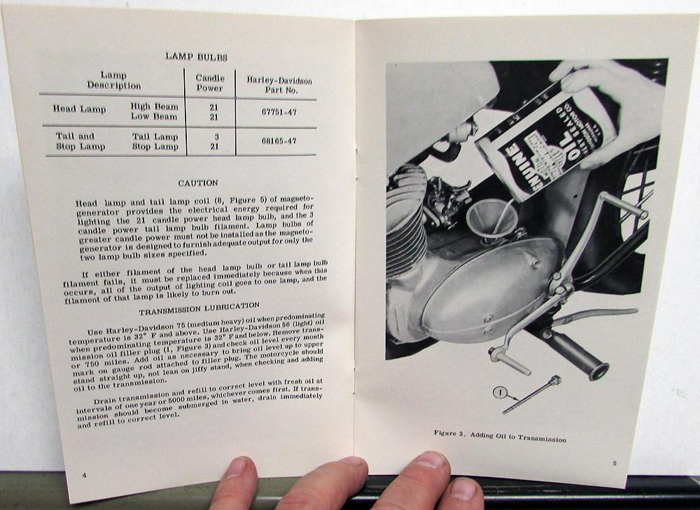 1959 Harley Davidson Hummer Motorcycle Supplement 165 Riders Hand Book ...