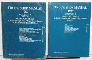 1989 Ford Truck E & F150-350 F Super Duty Bronco Service Shop Manual Set 2 Books