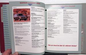 1988 GMC Safari Van Dealer Salesmens Reference Guide Kit Binder