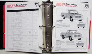 1993 Dodge Truck Dealer Data Book Product Info Dakota Ram Pickup Ramcharger Van