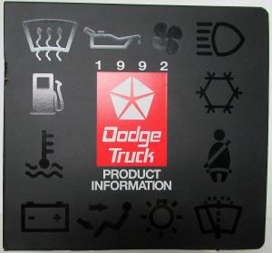 1992 Dodge Truck Dealer Data Book Product Info Dakota Ram Pickup Ramcharger Van