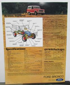 1977 Ford Bronco Dealer Sales Brochure Folder 4X4 Utility Original