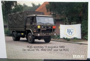 1989 DAF Foreign Military Truck Handout Card YAL 4442 DNT Dutch Text 11X8.5