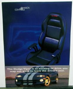 1996 Dodge Viper Office Chair Johnson Controls Promotional Sales Card