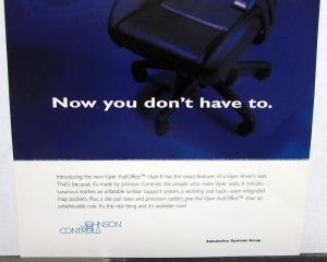 1996 Dodge Viper Office Chair Johnson Controls Promotional Sales Card