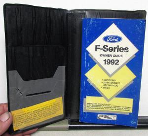 1992 Ford F Series Truck Owners Manual Guide Pickup F150 250 350 4X4 Gas