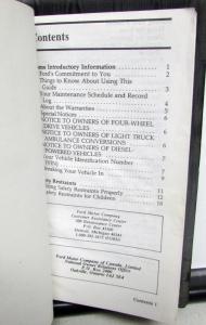 1992 Ford F Series Truck Owners Manual Guide Pickup F150 250 350 4X4 Gas