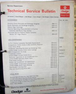 1968 Dodge Technical Service Bulletins Coronet Charger RT Dart Polara Monaco