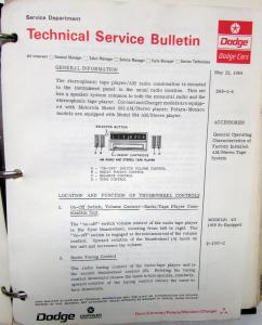 1968 Dodge Technical Service Bulletins Coronet Charger RT Dart Polara Monaco