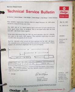 1968 Dodge Technical Service Bulletins Coronet Charger RT Dart Polara Monaco