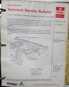 1968 Dodge Technical Service Bulletins Coronet Charger RT Dart Polara Monaco