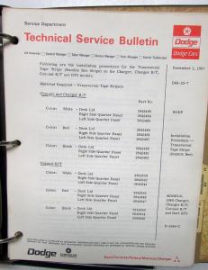 1968 Dodge Technical Service Bulletins Coronet Charger RT Dart Polara Monaco