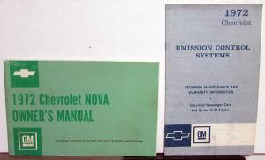 1972 Chevrolet Owners Manual Care & Operation Instructions SS W/Emission Booklet