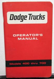 1965 Dodge Medium Duty 400 Thru 700 Models Owners Manual Care & Op Orig