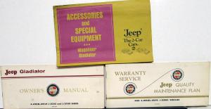 1970 1971 Jeep Gladiator J 2000 3000 Original Owners Manual & Maintenance Plan