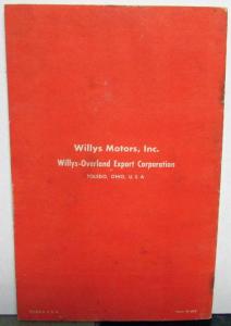 1950s Willys Jeep How To Use 4 Wheel Drive Manual Universal Truck Wagon Delivery